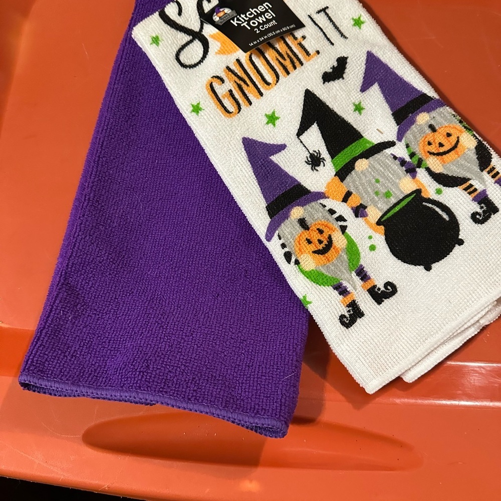 Walmart Purple and Black Halloween Gnome Kitchen Towel